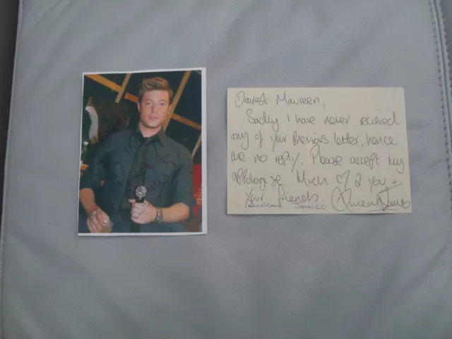 DUNCAN JAMES AUTOGRAPH - Signed autograph book page + written note BLUE singer