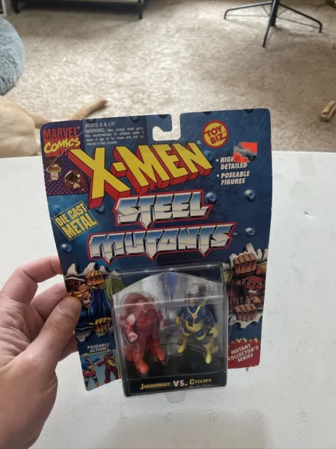 Vintage Toybiz 1994 Marvel X-Men Steel Mutants Juggernaut vs Cyclops New 2