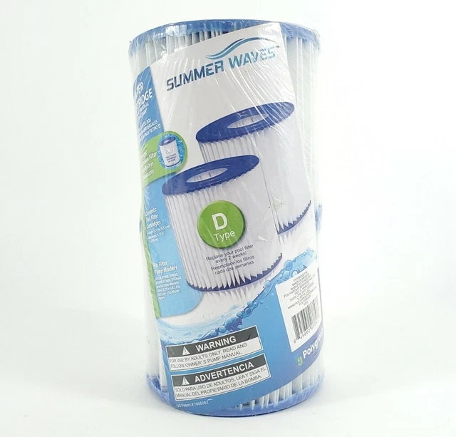 SUMMER WAVES SWIMMING Pool TYPE D Filter Pump Cartridge 2 Pack 17.99