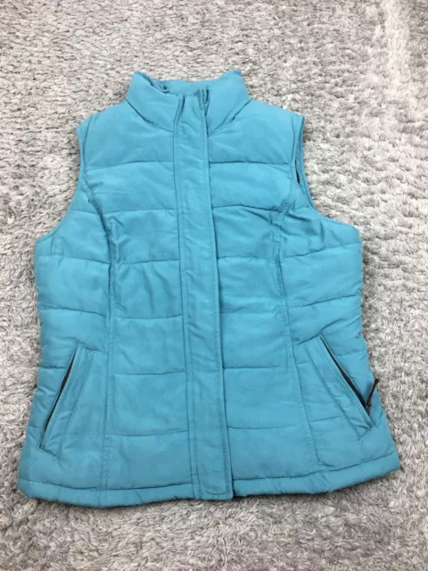 Merona Puffer Vest Jacket Womens Size Small Blue Sleeveless Lined