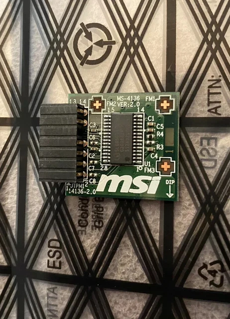 Module TPM 2.0 MSI 14 Broches - Compatible Windows 11, Sécurité Renforcée Pour Cartes Mères (DDR3 Support)