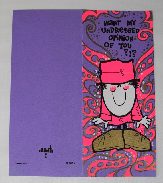 Humour Purple Greetings Cards Vintage 60s/70s Funny WOW Message Wishing Cards 16 6