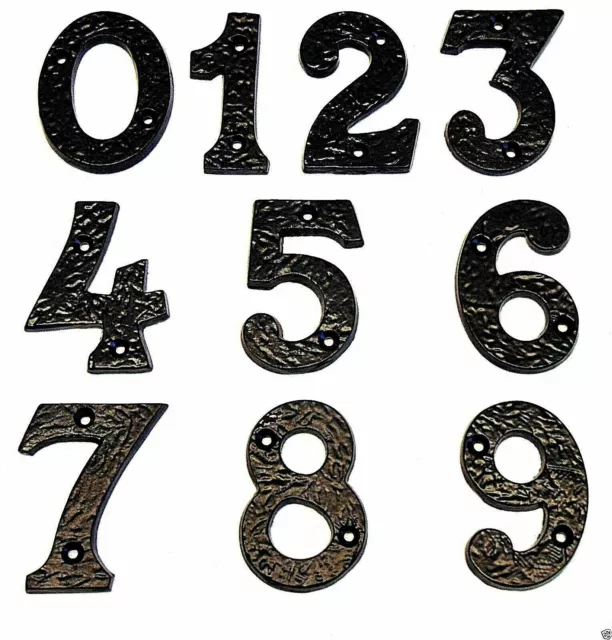 Black Door Numbers Thick Wrought Cast Iron Antique 3"-77mm x 1/4"-6mm House/Home