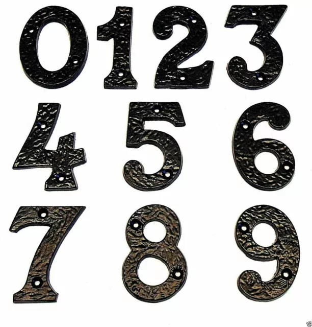 Thick Black Door Numbers Wrought Cast Iron Antique 3"-77mm x 1/4"-6mm House/Home