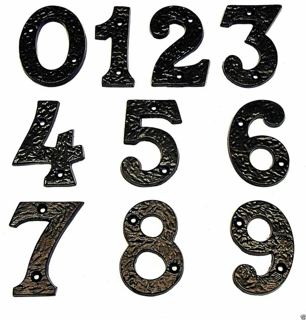 Thick Black Door Numbers Wrought Cast Iron Antique 3"-77mm x 1/4"-6mm House/Home