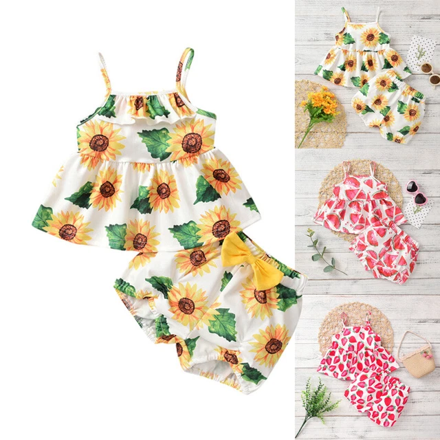 Pantaloncini pantaloncini estivi set abiti neonati bambine stampa arricciacapelli
