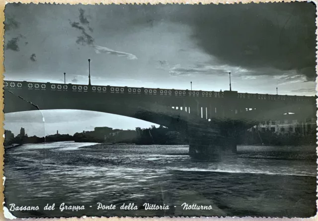 Cartolina Bassano del Grappa Vicenza Ponte della Vittoria Notturno viaggiata