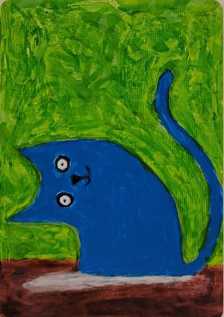 ACEO Original Abstract Painting, 2.5x3.5in Art Card, Sleeve, Acrylic, Outsider