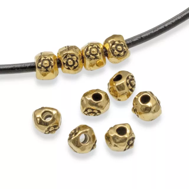 10/Pkg Gold Flower Nugget Beads, TierraCast Large Hole Floral Spacers 10/Pkg Gold Flower Nugget Beads, TierraCast Large Hole Floral Spacers