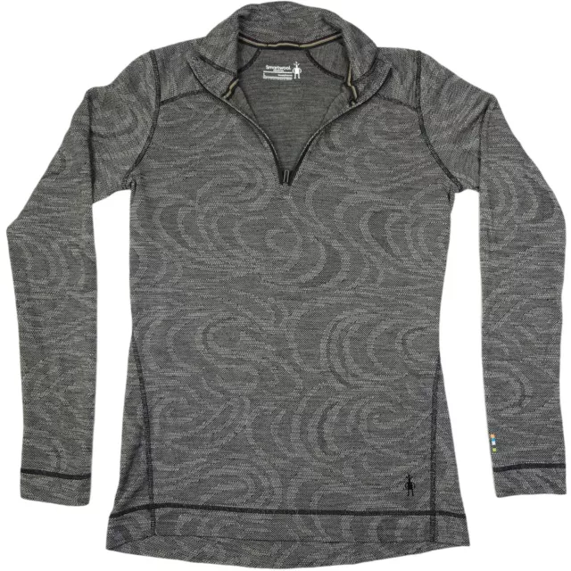 SmartWool Merino Wool 250 Gray Black Base Layer 1/4 Zip Active Sweater Women's L