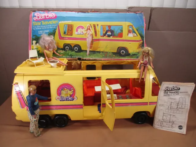 Vintage 1976 Mattel Barbie Star Traveler GMC RV Camper Bus Motor Home w/ 4 Dolls