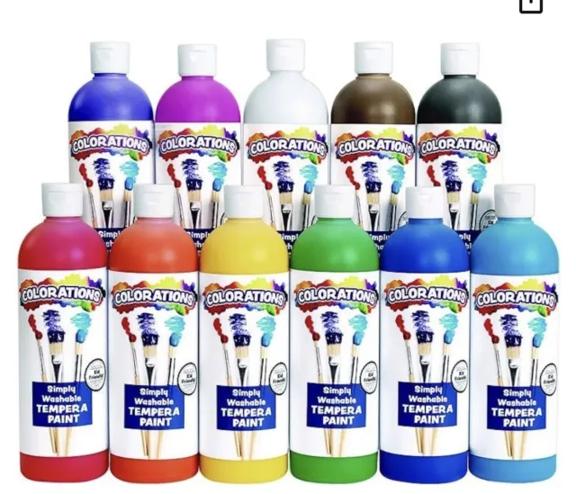 Cra-Z-Art Washable Tempera Paint Bulk Pack 10ct, Assorted Colors 8oz Each Bottle