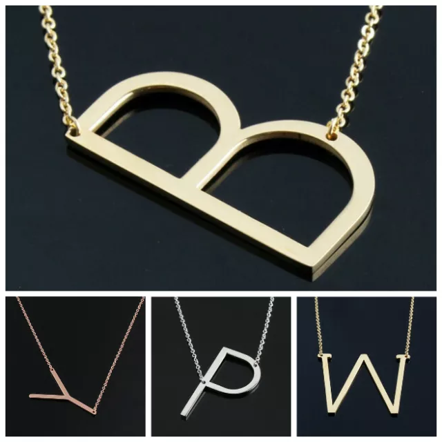 Frauen Big Initial 26 Buchstaben Anhänger Halskette Edelstahl Schmuck Mode