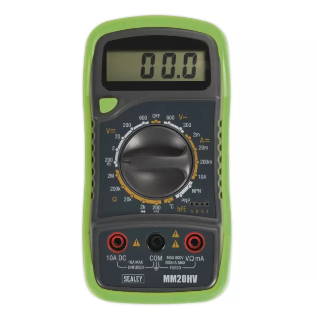 Sealey MM20HV Multimètre Numérique 8 Fonction Avec Thermocouple Haute Visibilité