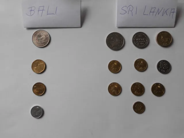 Münzen  BALI  IDR + SRI-LANKA LKR  Urlaubs-Restmünzen - für Urlaub oder  Sammeln