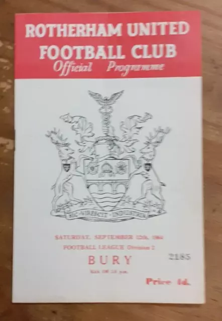 Rotherham United v Bury Division 2  12 September 1964