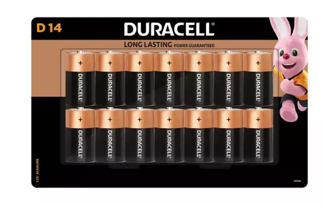 14 Pack Duracell Coppertop 1.5v Alkaline D Batteries Brand New