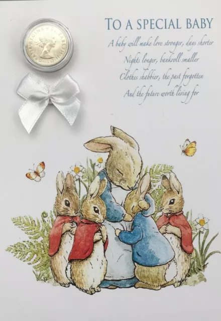 Sixpence Peter Rabbit christening/birth coin gift set