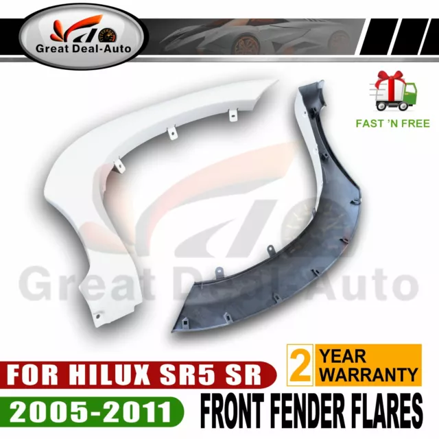 For TOYOTA HILUX SR SR5 2005-2011 Front White Fender Flares W/Rubber 2 Pcs NEW