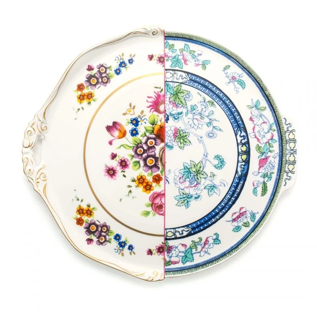 Piatto Vassoio da Portata Porcellana Bianca Fiori  Hybrid Dorotea Design Seletti