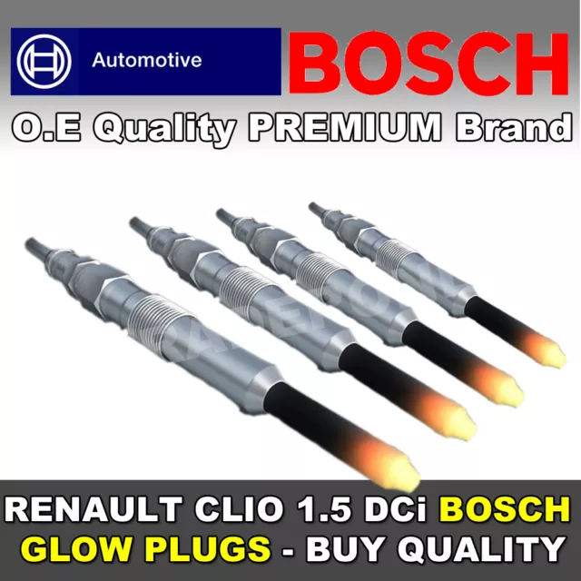 4X Renault Clio 1.5 Dci Heater Glow Plugs Genuine Bosch O.e Manufacturer Quality