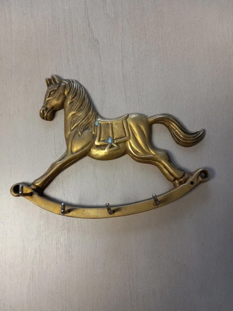 Rocking Horse Solid Brass Key Hook Wall Hanger Figurine