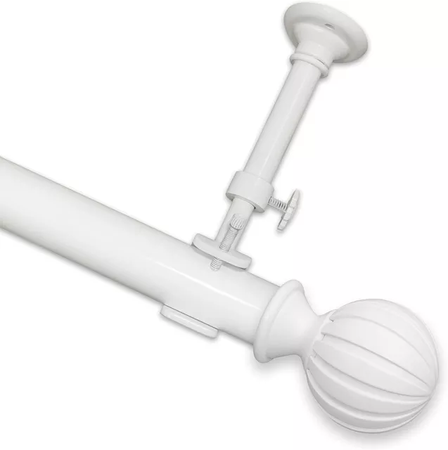 Pinnacle Adjustable Optima Ball Curtain Rod Collection  16" - 240" - White