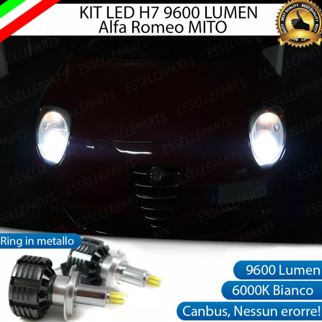 Kit Led H7 Alfa Mito 9600 Lumen 80W Canbus 6000K Bianco Xenon + Clip Lampade
