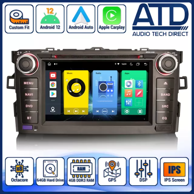 CarPlay Radio per Toyota Auris Mk1 E150 Android Testa Unità Auto SatNav IPS Stereo