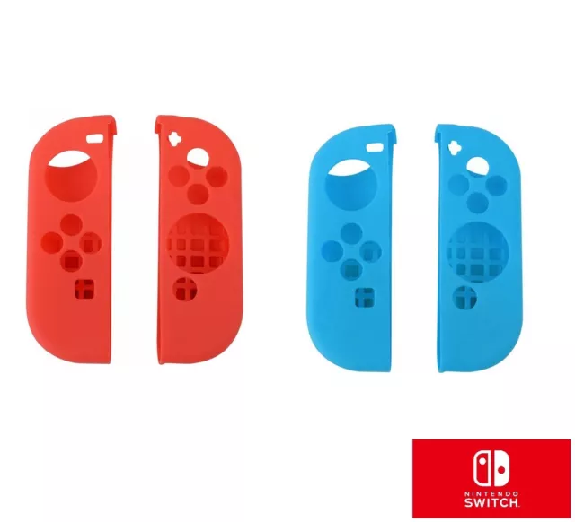 2X Housse silicone de protection pour Joy-Con de Nintendo Switch - Rouge et Bleu