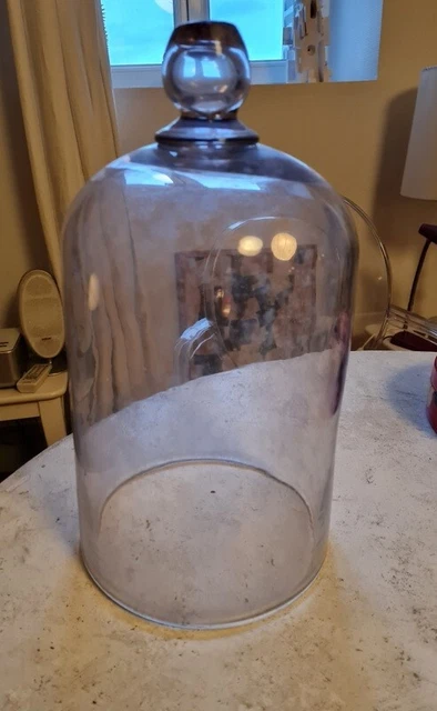 Cloche Ancienne En Verre Strié Violet – Verre Bullé – Décorative