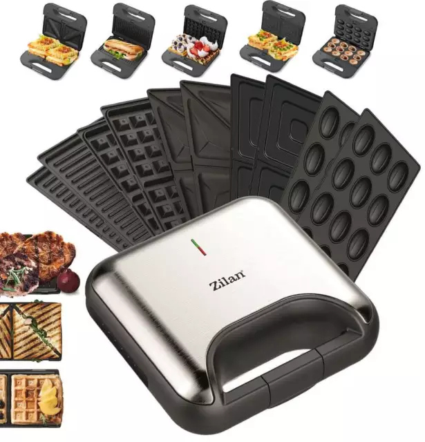 5in1 Kontaktgrill Sandwichmaker Waffeleisen Panini Elektrogrill Kontakt Grill