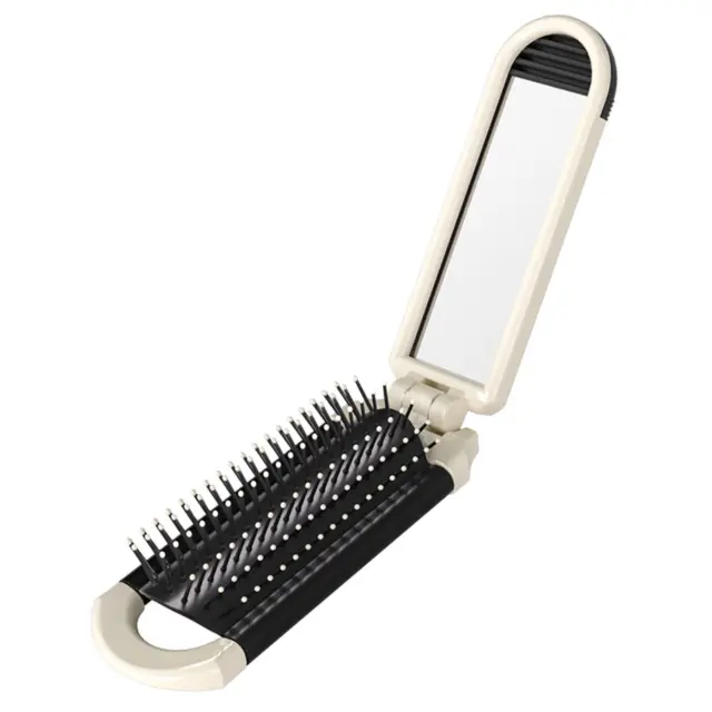 Folding Hair Brush with Mirror Portable Pocket Hair Comb for