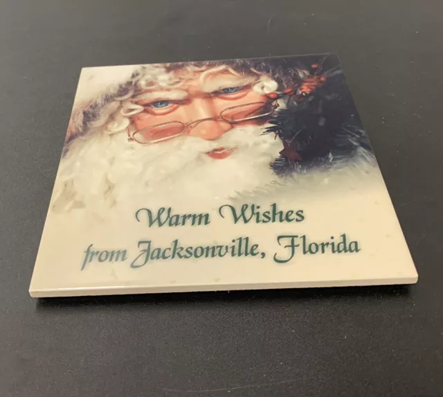 Warm Wishes From Jacksonville, Florida Santa Claus Christmas Tile Plaque Hot Pla