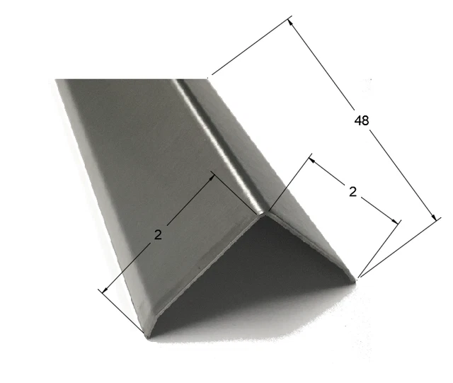 2x2x48 Stainless Steel Outside Corner Guard, 16ga, with Breaks