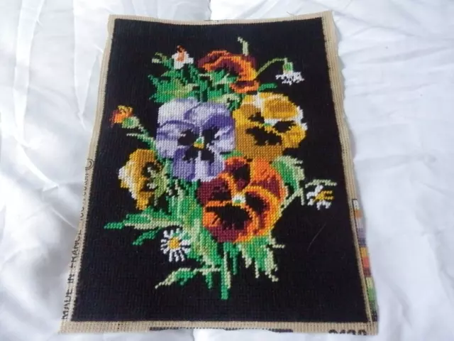 Completed Tapestry - Margot of Paris  'Pansies' 9.5" x 12"