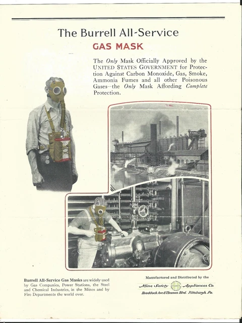 Old AD Leaflet Burrell All-Service Gas Mask Mine Safety Appliances Pittsburgh PA