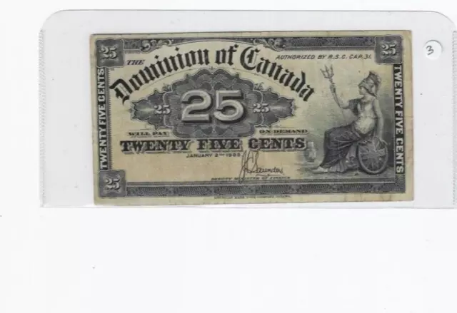 1900  Dominion of Canada $.25 Cent Shinplaster DC-15c, Saunders, (#3)