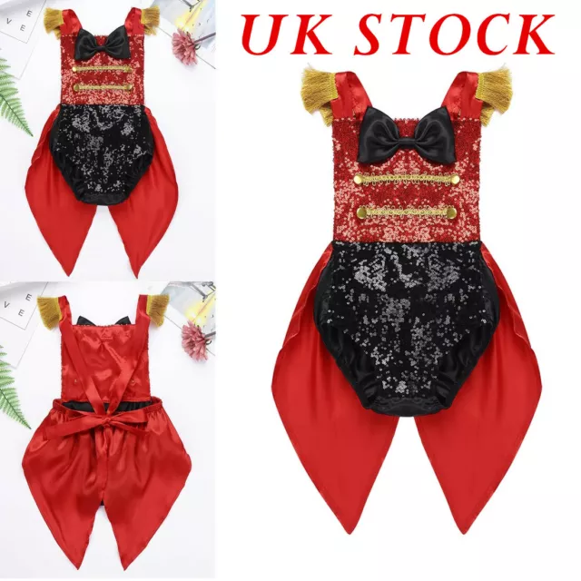 UK Baby Girls Kids Ringmaster Circus Romper Costume Bow Fancy Dress Up Outfit