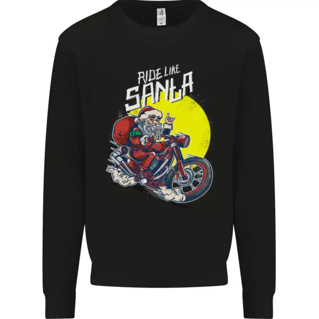 Ride Like Santa Biker Motorcycle Christmas Kids Sweatshirt Jumper