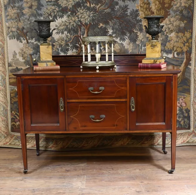 Edwardian Sideboard Mahogany Server Sheraton Inlay 1910 2