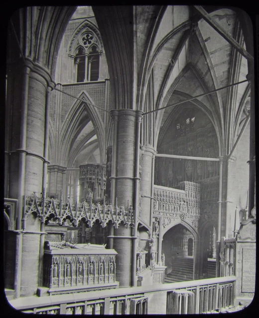 Glas magische Laterne Rutsche WESTMINSTER ABBEY SOUTH AMBULATORY C1890 FOTO LONDON