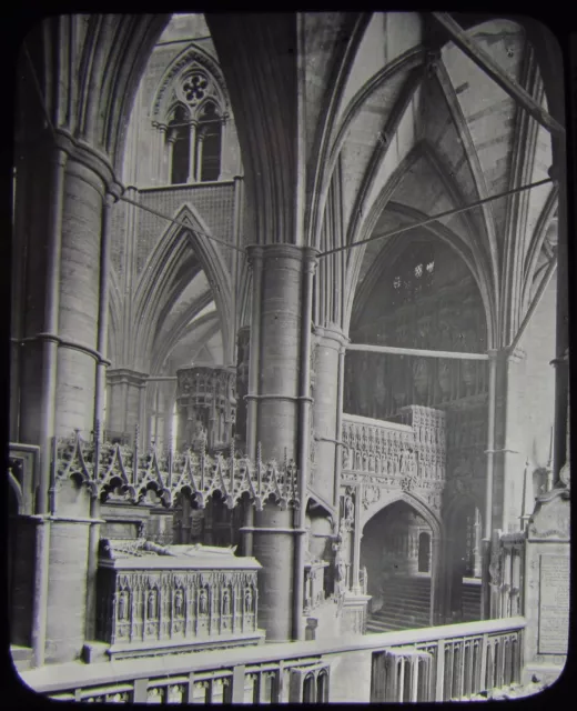 Glass Magic Lantern Slide WESTMINSTER ABBEY SOUTH AMBULATORY C1890 PHOTO LONDON