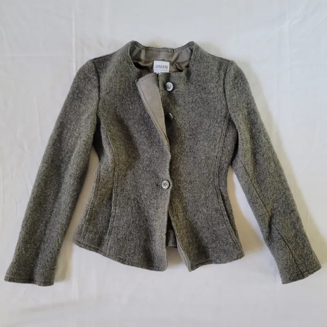 Armani Collezioni Women's Gray Button Up Wool Size 44 Jacket (see measurements)