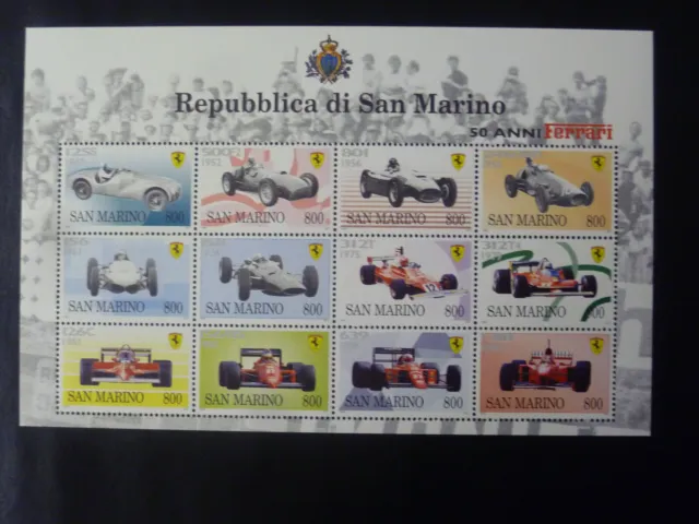 San Marino Zusammendruckbogen MiNr.: 1758-1769; Ferrari-Autos ** postfrisch MNH