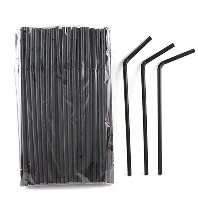 100 Jumbo Strohhalme / Trinkhalme / Plastikrohr schwarz bunte Transparent 5x210