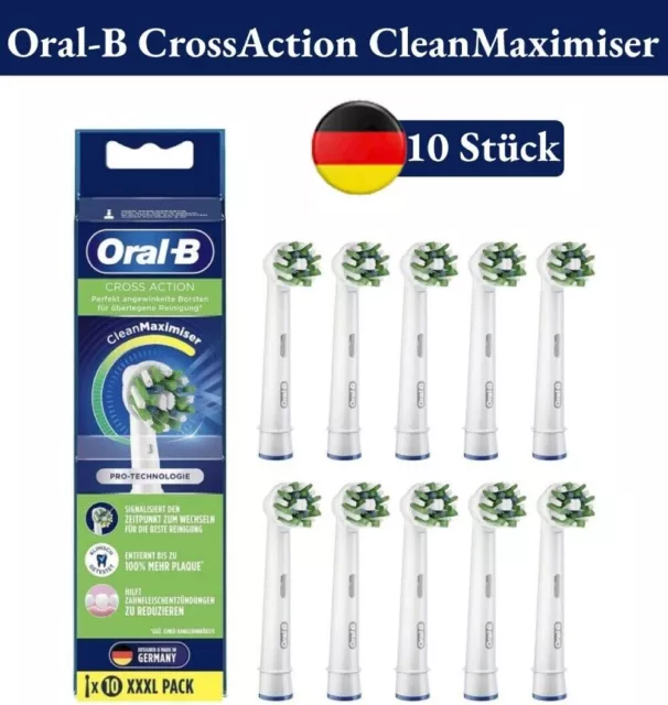 10X Oral-B CrossAction CleanMaximiser Aufsteckbürsten Zahnbürstenaufsatz - Weiß