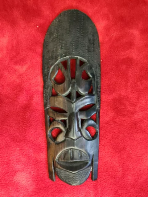 Makonde Tribe Tanzania African Mask Black Ebony Wood Wall Art