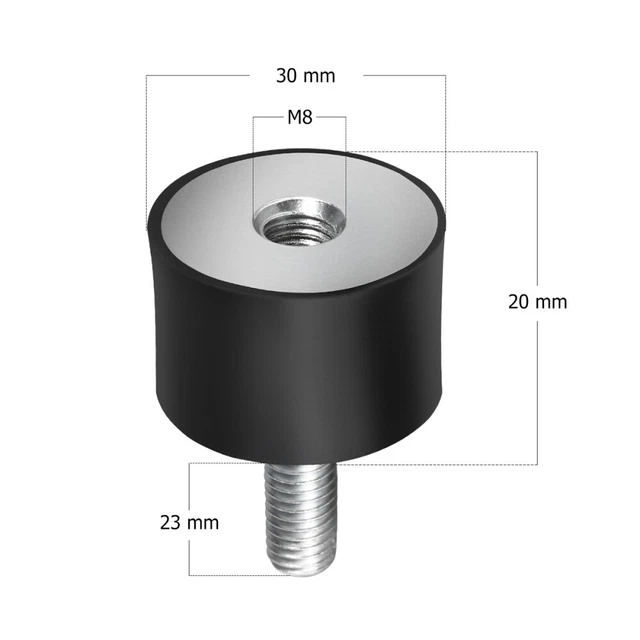 Supports Caoutchouc Filetés M10 - Isolateurs Vibrations 50x40mm