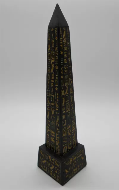 ÉGYPTE : MAGNIFIQUE FIGURINE ÉGYPTIENNE " OBÉLISQUE " EN RÉSINE 21 Cm